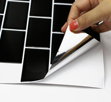 Load image into Gallery viewer, 3D Peel & Stick Black Metro Gloss Mosaic