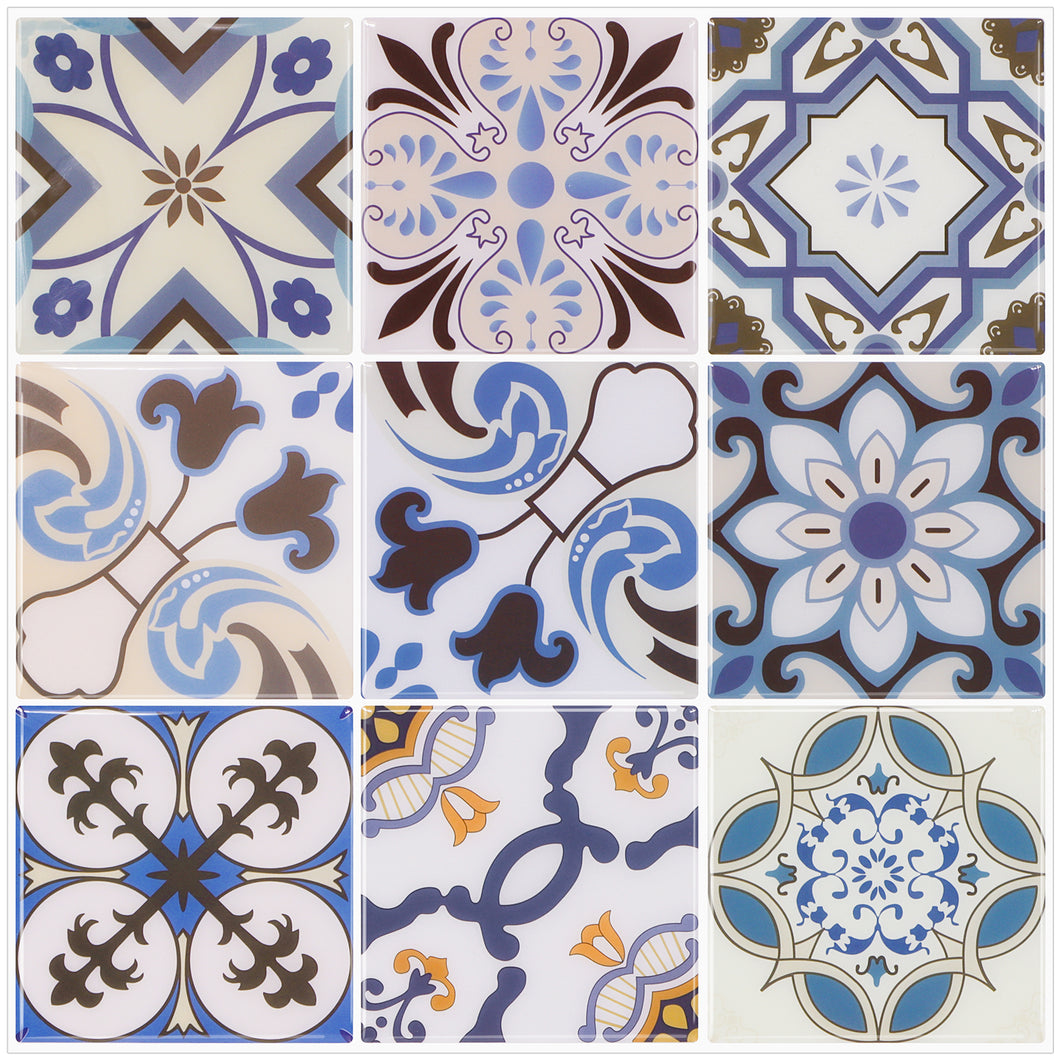 3D Peel & Stick Blue Pattern Mirage Gloss Mosaic