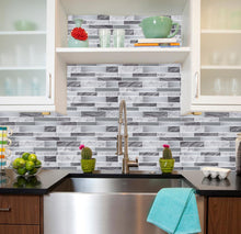 Load image into Gallery viewer, 3D Peel & Stick Carrara White & Glass Gloss Stagger Gloss Mosaic