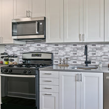 Load image into Gallery viewer, 3D Peel & Stick Carrara White & Glass Gloss Stagger Gloss Mosaic