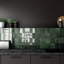 Load image into Gallery viewer, Artisan Cuadrado Moss Green Decor Tile
