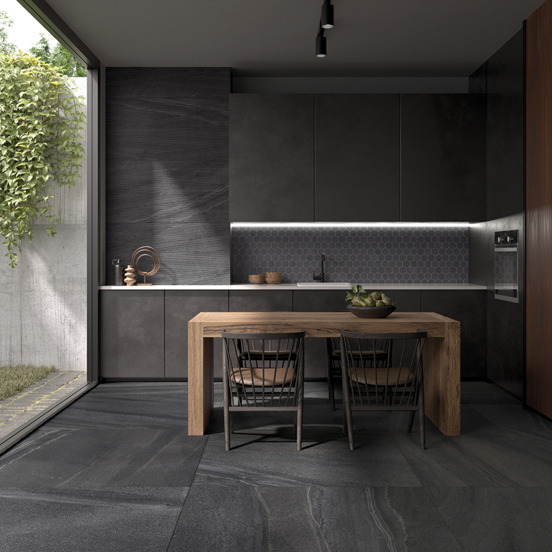 Euro Docks Black 120120 Porcelain Decor Large Format Square Tile