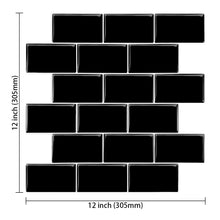 Load image into Gallery viewer, 3D Peel & Stick Black Metro Gloss Mosaic