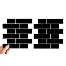 Load image into Gallery viewer, 3D Peel & Stick Black Metro Gloss Mosaic