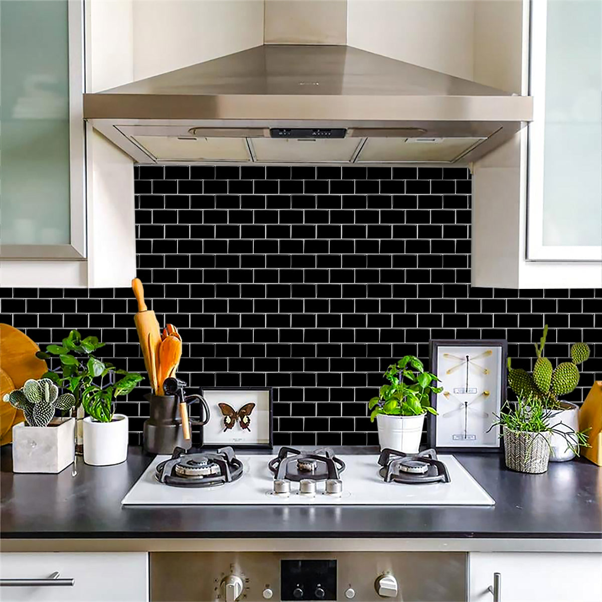 3D Peel & Stick Black Metro Gloss Mosaic