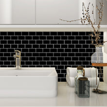 Load image into Gallery viewer, 3D Peel & Stick Black Metro Gloss Mosaic