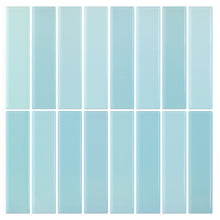 Load image into Gallery viewer, 3D Peel & Stick Aqua Light Blue Green KitKat Gloss Mosaic