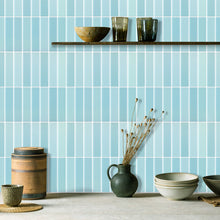 Load image into Gallery viewer, 3D Peel & Stick Aqua Light Blue Green KitKat Gloss Mosaic