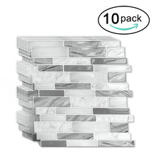 Load image into Gallery viewer, 3D Peel & Stick Carrara White & Glass Gloss Stagger Gloss Mosaic