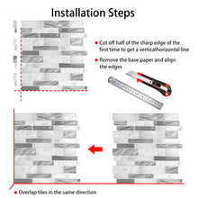 Load image into Gallery viewer, 3D Peel & Stick Carrara White & Glass Gloss Stagger Gloss Mosaic