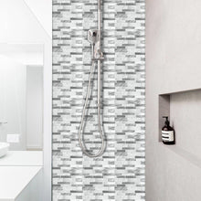 Load image into Gallery viewer, 3D Peel &amp; Stick Carrara White &amp; Glass Gloss Stagger Gloss Mosaic
