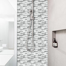 Load image into Gallery viewer, 3D Peel & Stick Carrara White & Glass Gloss Stagger Gloss Mosaic