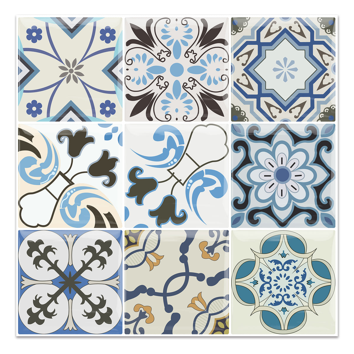 3D Peel & Stick Blue Pattern Mirage Gloss Mosaic