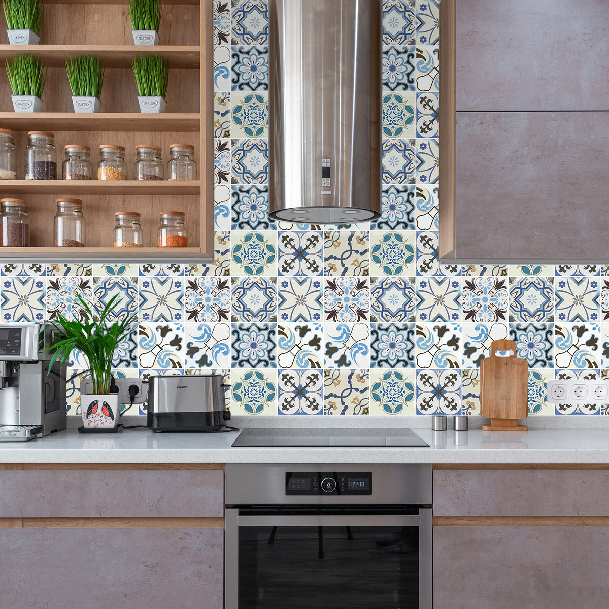 3D Peel & Stick Blue Pattern Mirage Gloss Mosaic