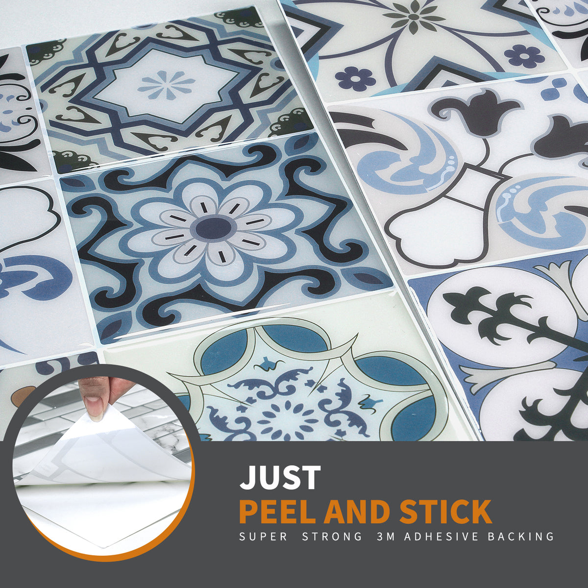 3D Peel & Stick Blue Pattern Mirage Gloss Mosaic