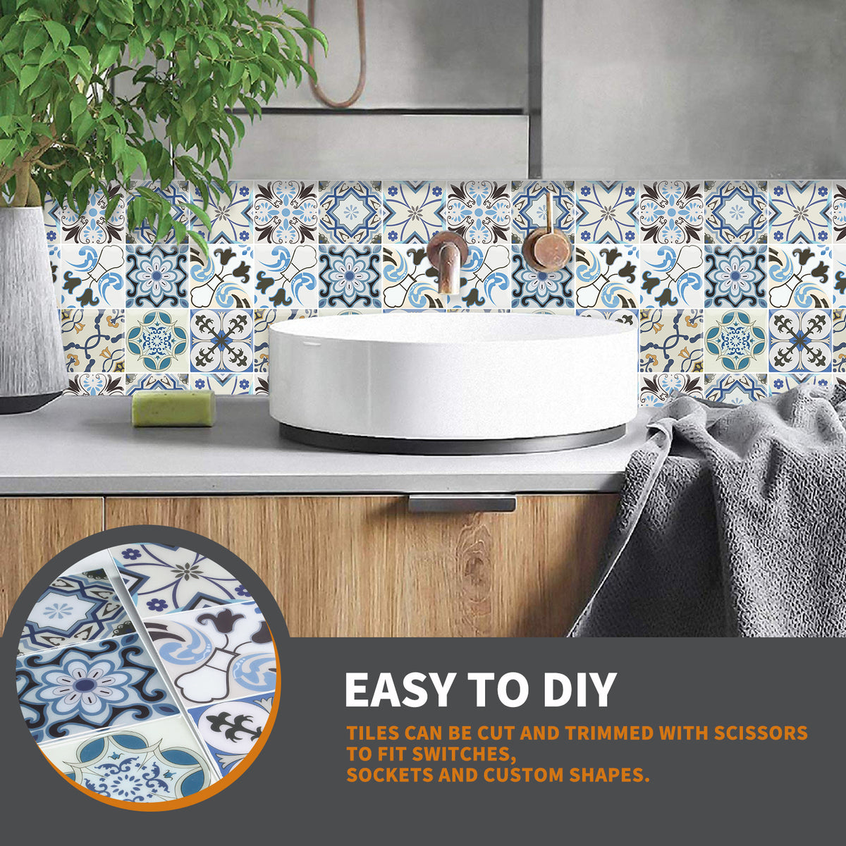 3D Peel & Stick Blue Pattern Mirage Gloss Mosaic