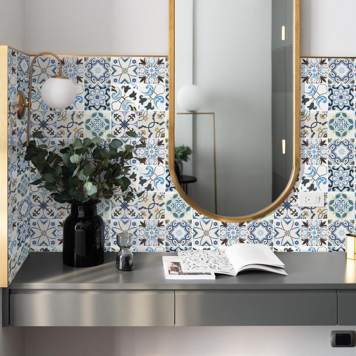 3D Peel & Stick Blue Pattern Mirage Gloss Mosaic