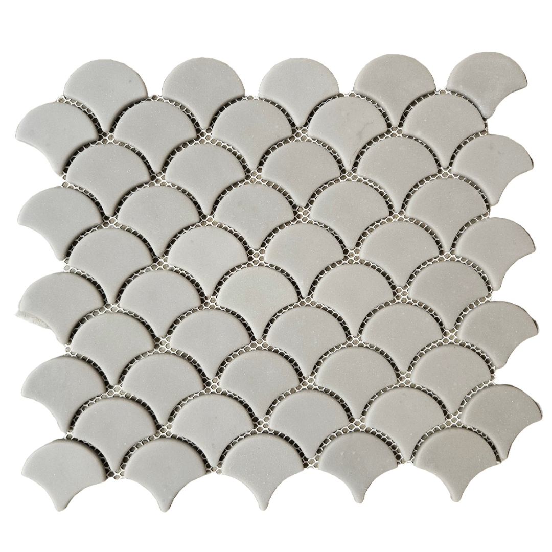 GS-4MM183 Fan Matt Dusty Gris Recycled Glass Decor Mosaics