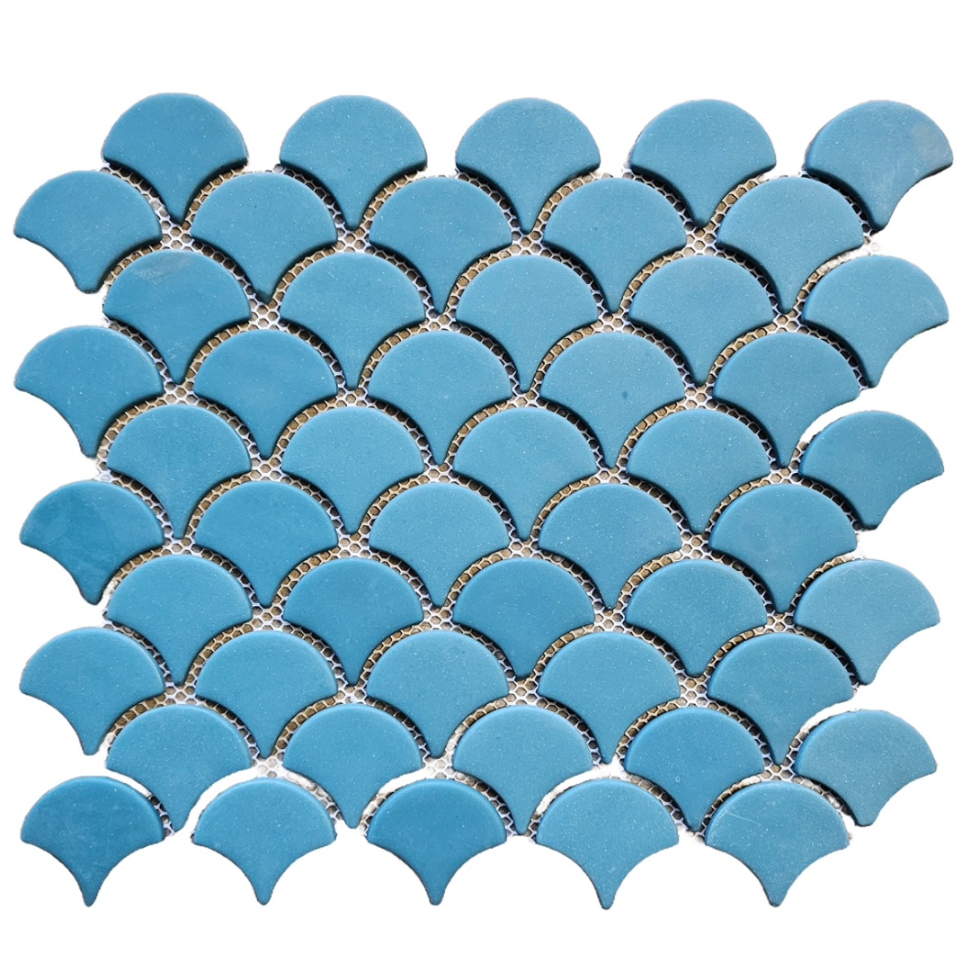 GS-4MM184 Fan Matt Dusty Aquatique Recycled Glass Decor Mosaics