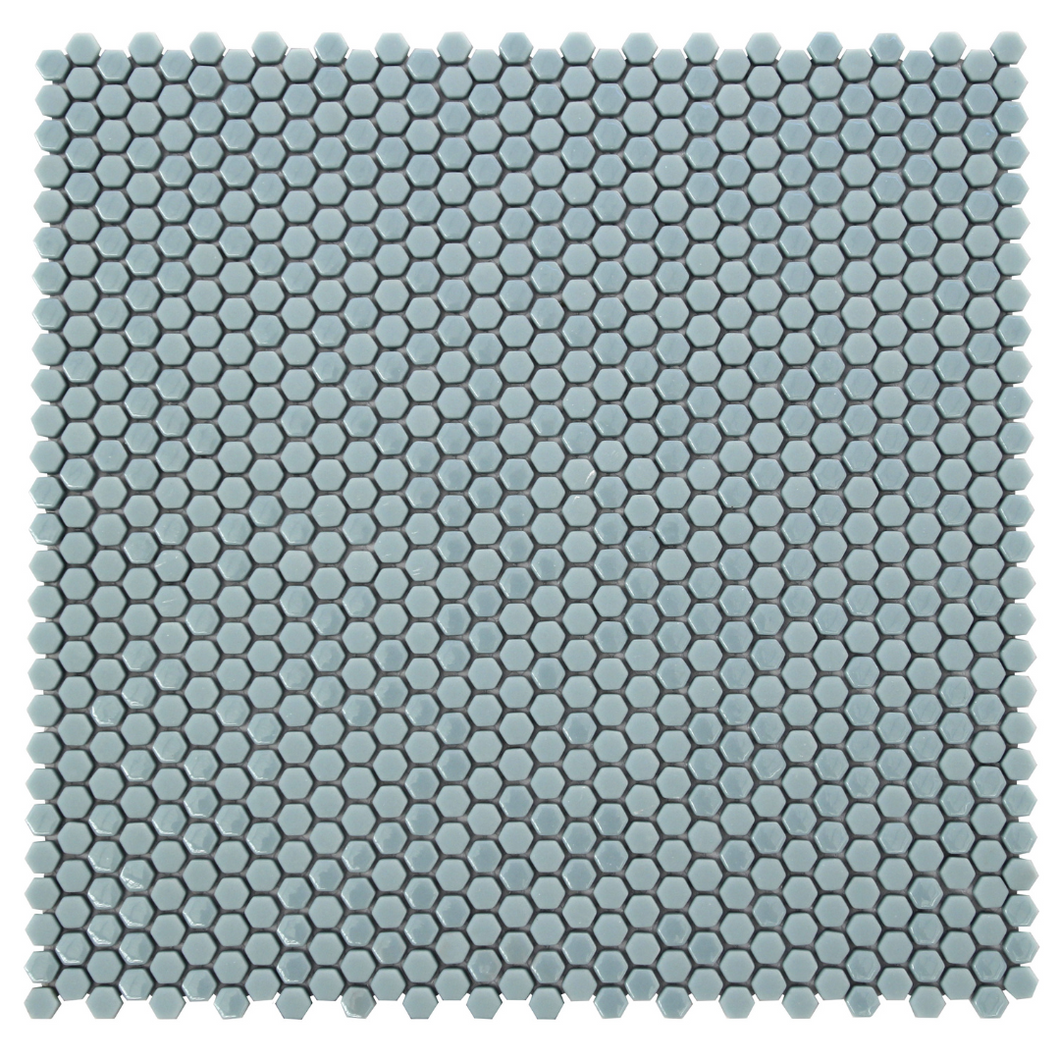 GS-6mm60 Pale Turquoise Honeycomb Recycled Glass Mosaic Decor Sheets