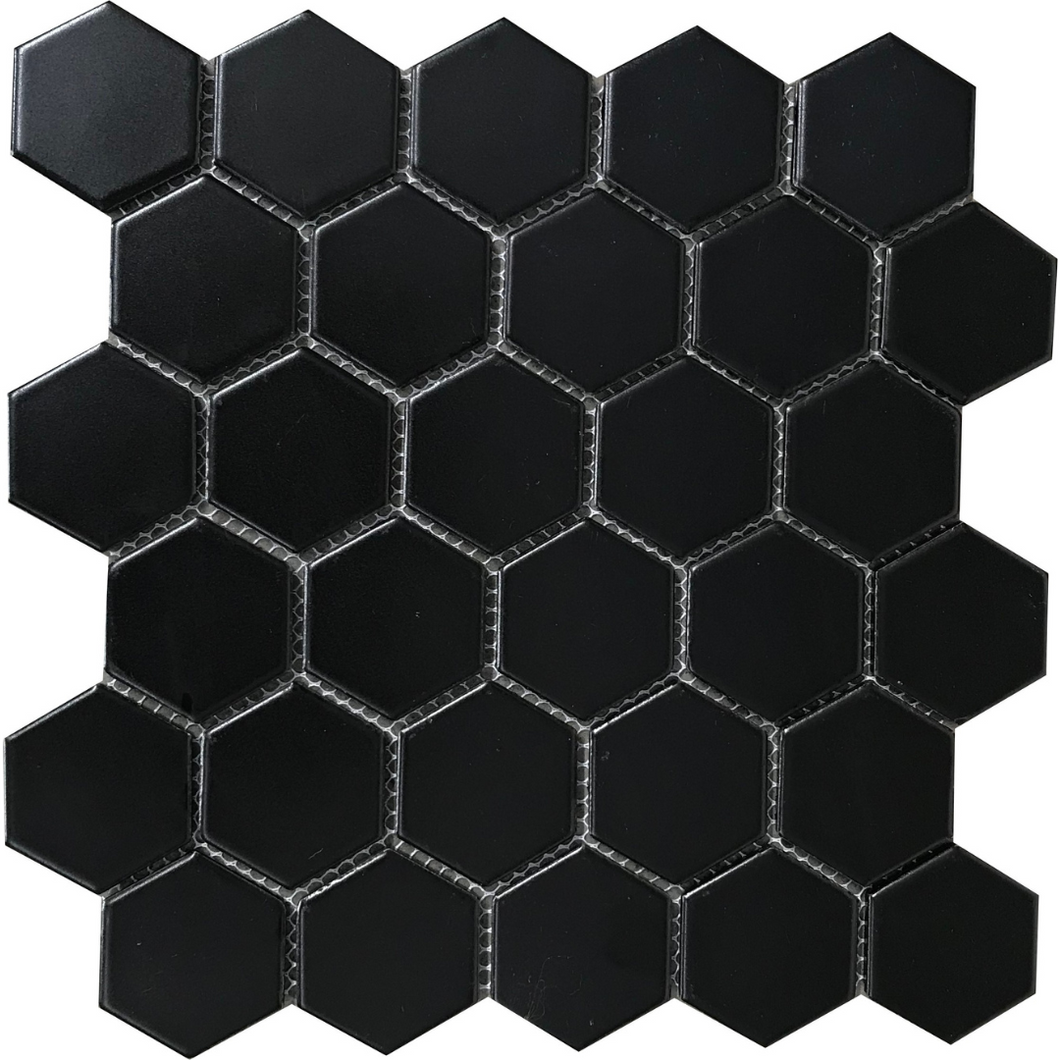 GS-CR031 Black Matt Hexagonal Porcelain Mosaic Decor Sheets