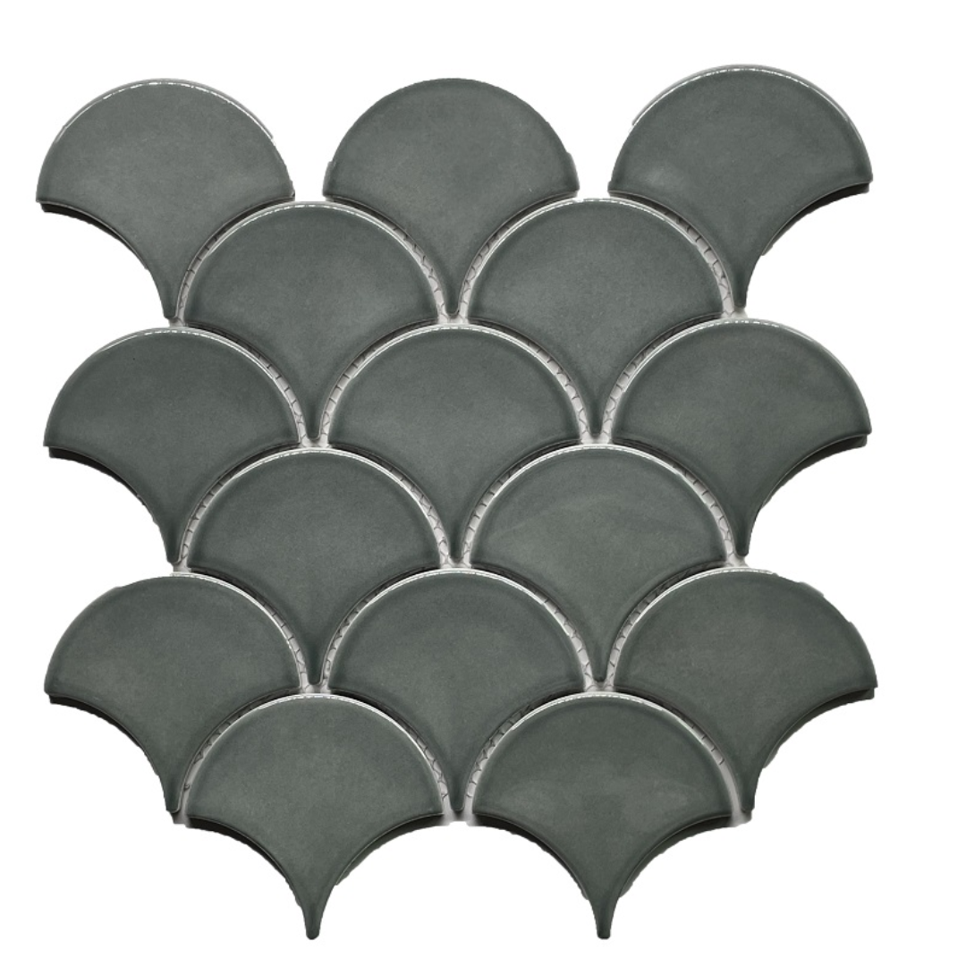 GS-CR125 Fan Chalk Minty Grey Porcelain Decor Mosaics