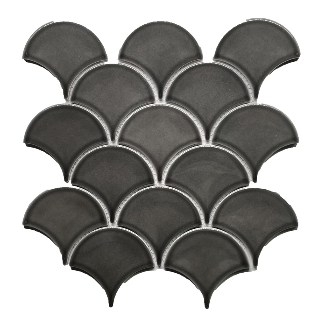 GS-CR126 Fan Chalk Anthracite Porcelain Decor Mosaics