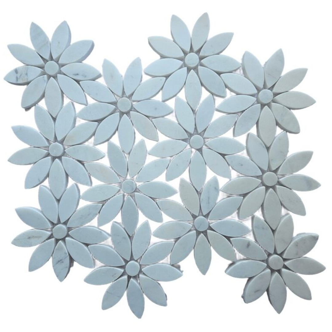 GS-ST34 Floral Marble Milky White Porcelain Decor Mosaics