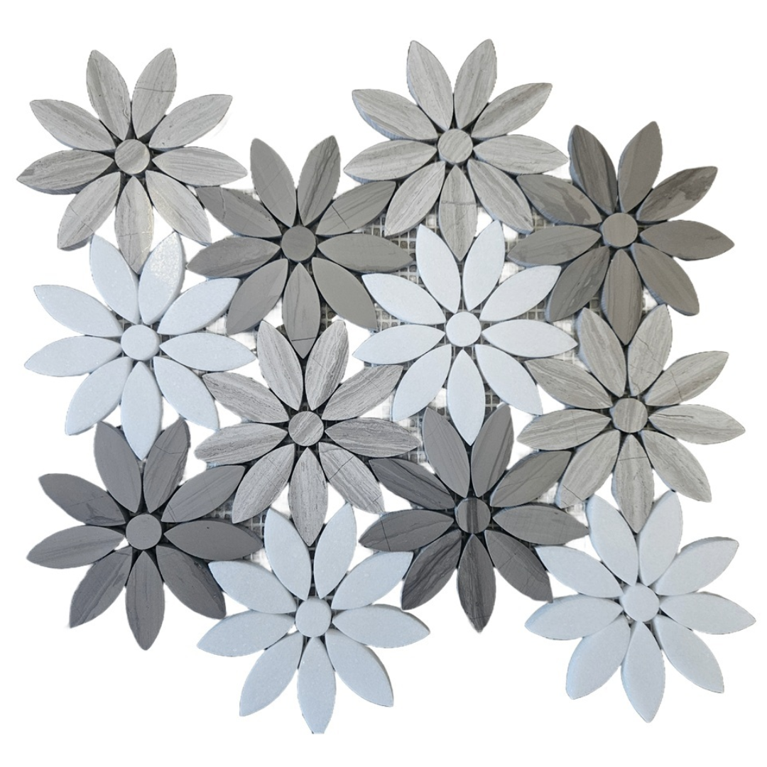 GS-ST83 Floral Marble Greige Multi Porcelain Decor Mosaics