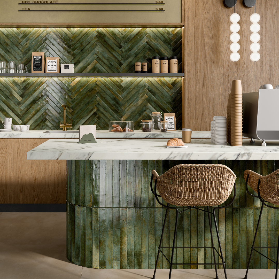 Life Dark Green Subway Decor Tile