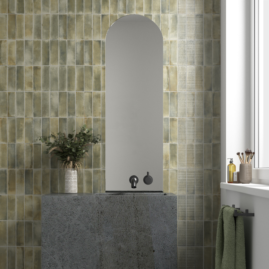 Raku Line Sage Porcelain Decor Metro Matt Tile