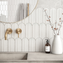 Load image into Gallery viewer, Alma Scale Brillo White Decor Tile