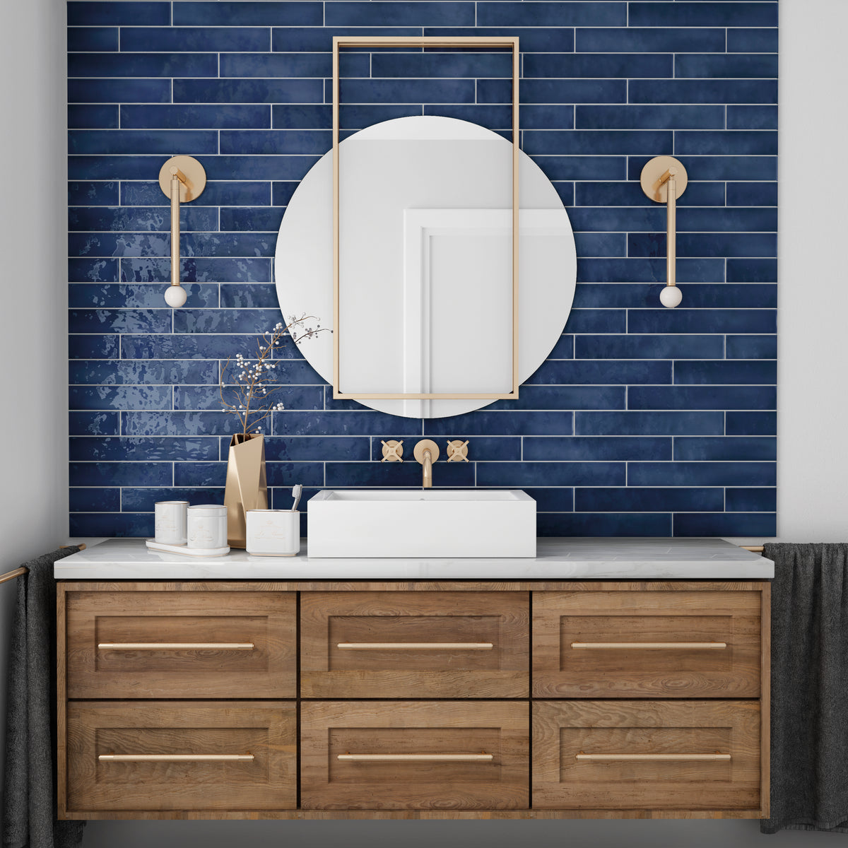Manacor Ocean Blue Metro Subway Decor Tile
