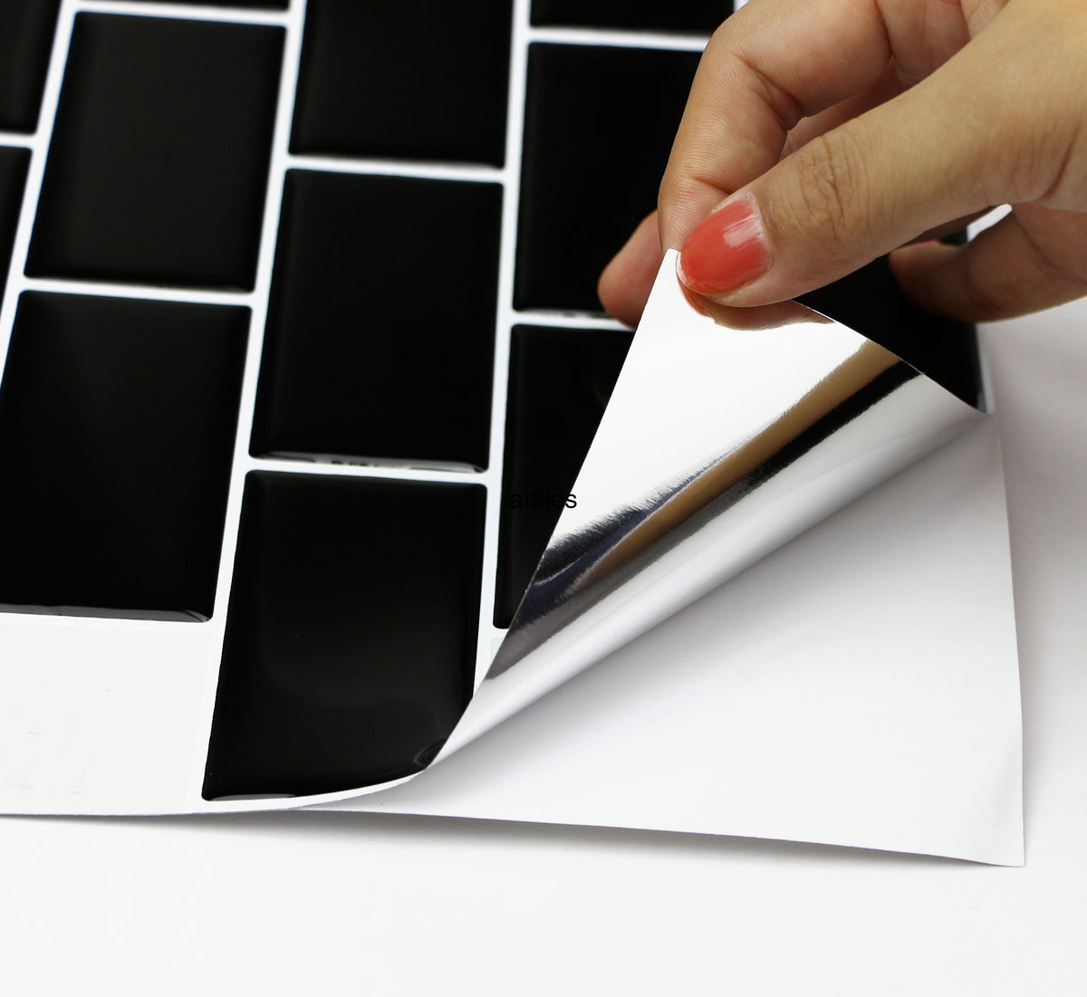 3D Peel & Stick Black Metro Gloss Mosaic
