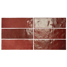 Load image into Gallery viewer, Artisan Subway Burgundy Decor Tile
