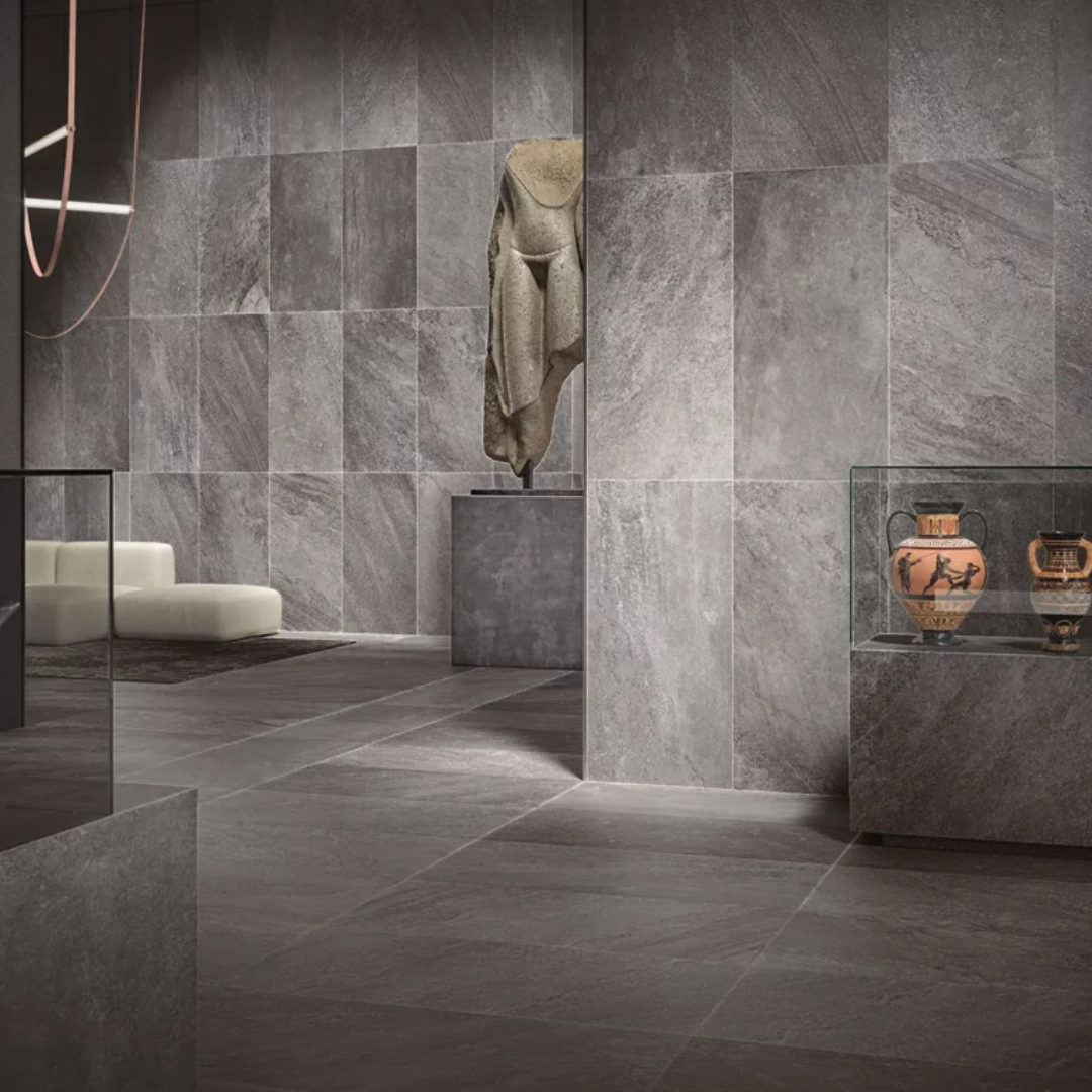 Blended Dark Porcelain Decor Large Format Tile