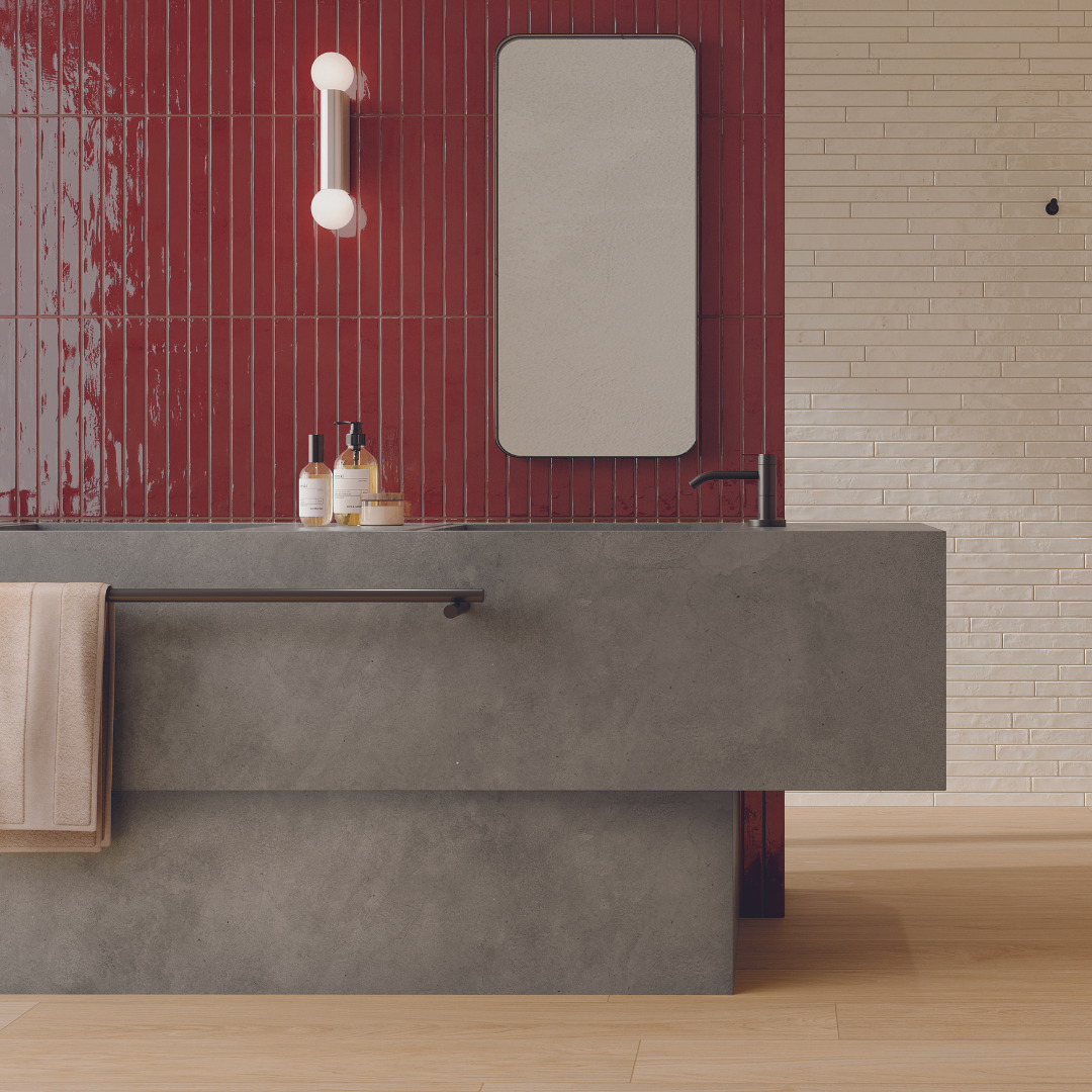 Colours Red Metro Porcelain Decor Tile