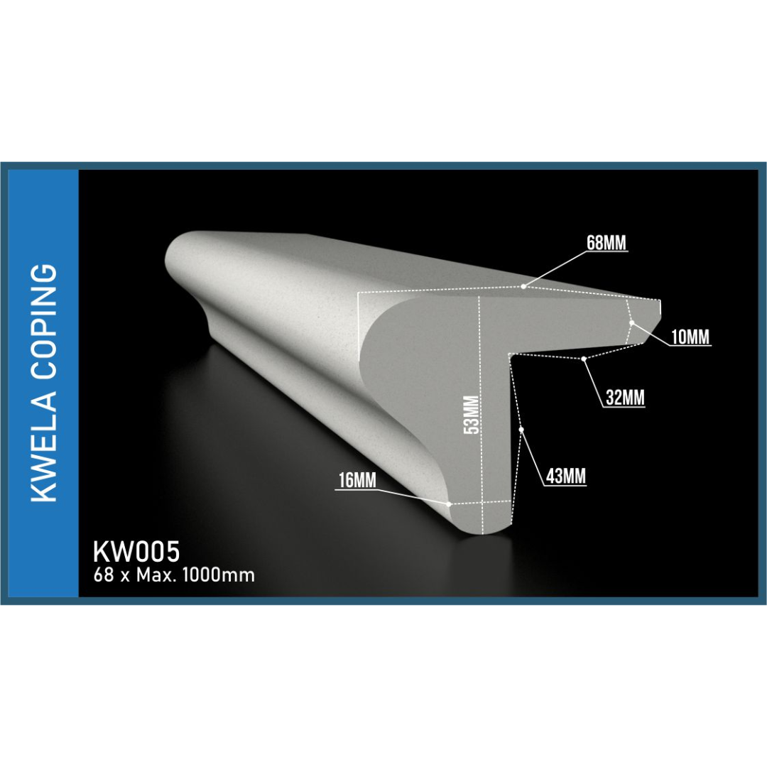 Kwela Stepedge Coping Steptile 68mm x 1000mm KW005