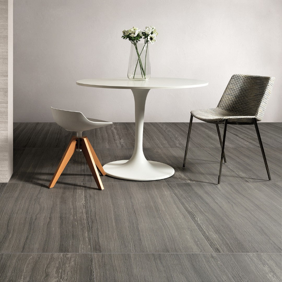 Flow Dark Grey 60120 Porcelain Decor Large Format Tile – Evalution Flooring