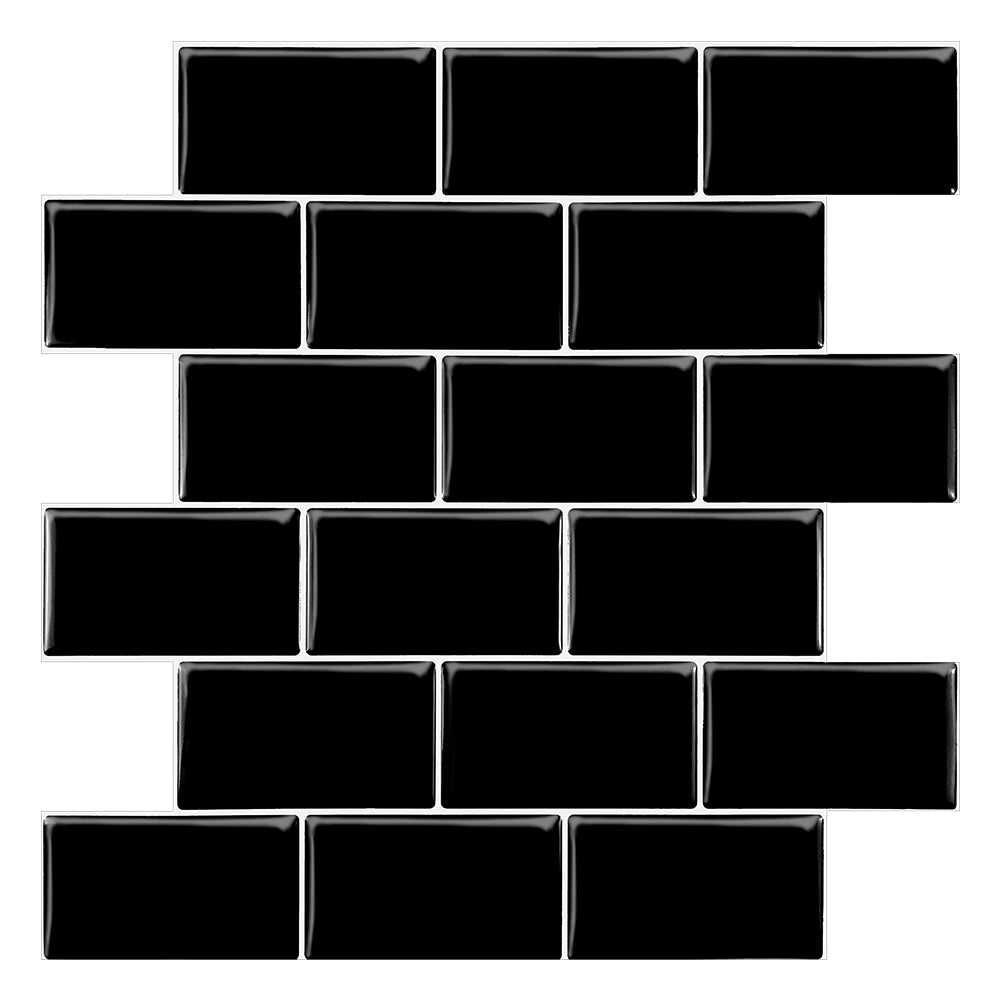 3D Peel & Stick Black Metro Gloss Mosaic