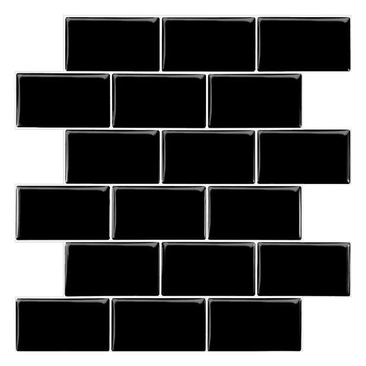 3D Peel & Stick Black Metro Gloss Mosaic