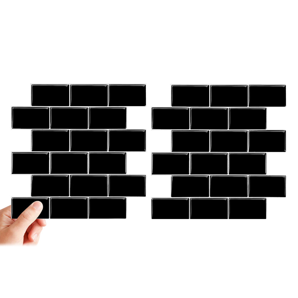 3D Peel & Stick Black Metro Gloss Mosaic