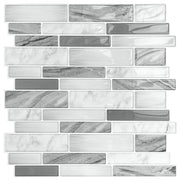 3D Peel & Stick Carrara White & Glass Gloss Stagger Gloss Mosaic