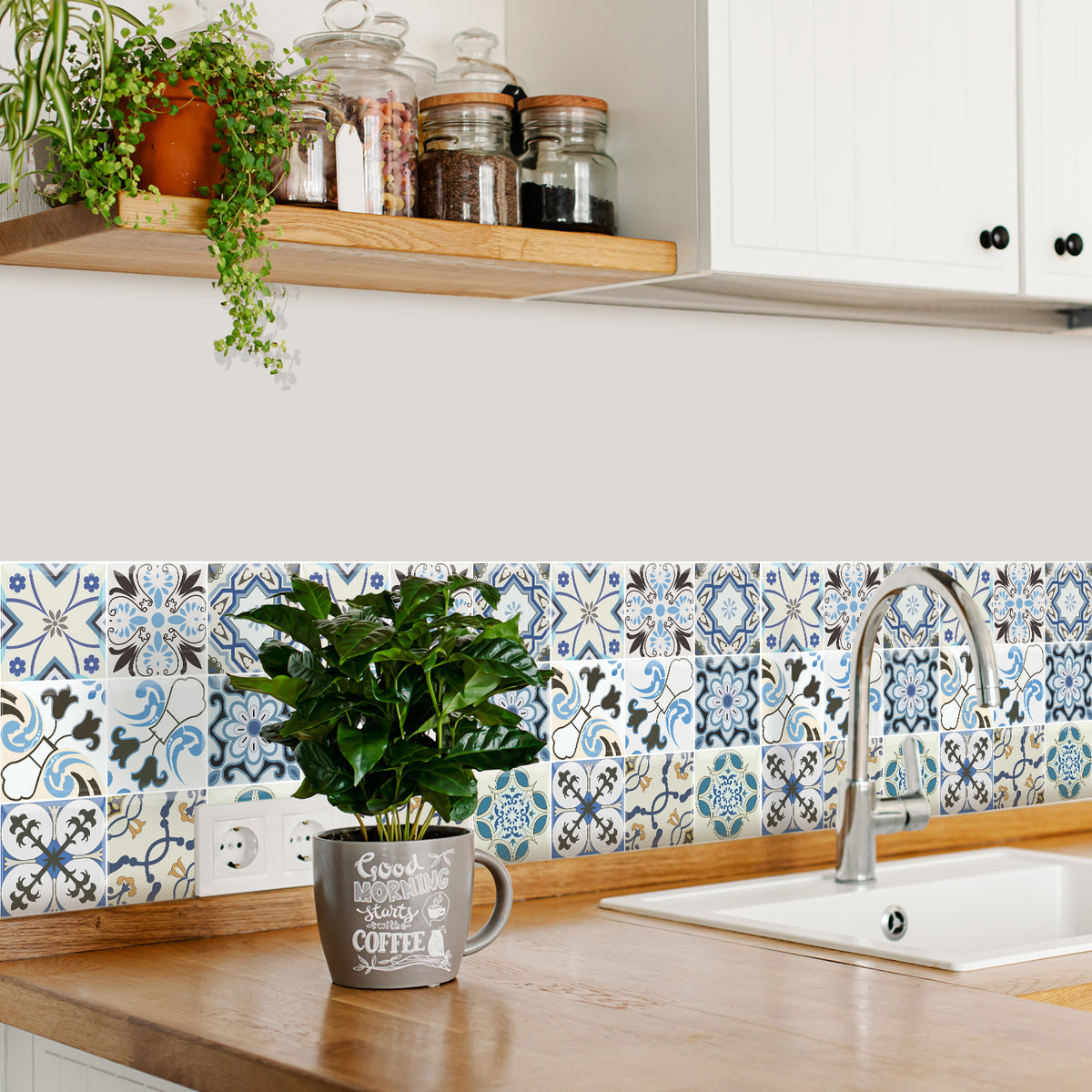 3D Peel & Stick Blue Pattern Mirage Gloss Mosaic