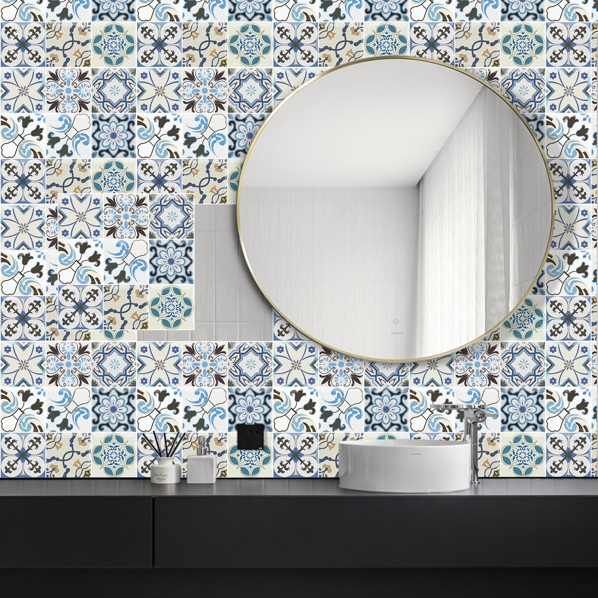 3D Peel & Stick Blue Pattern Mirage Gloss Mosaic