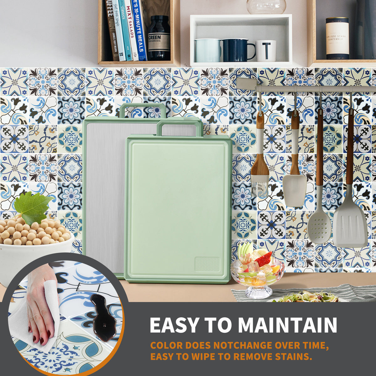 3D Peel & Stick Blue Pattern Mirage Gloss Mosaic