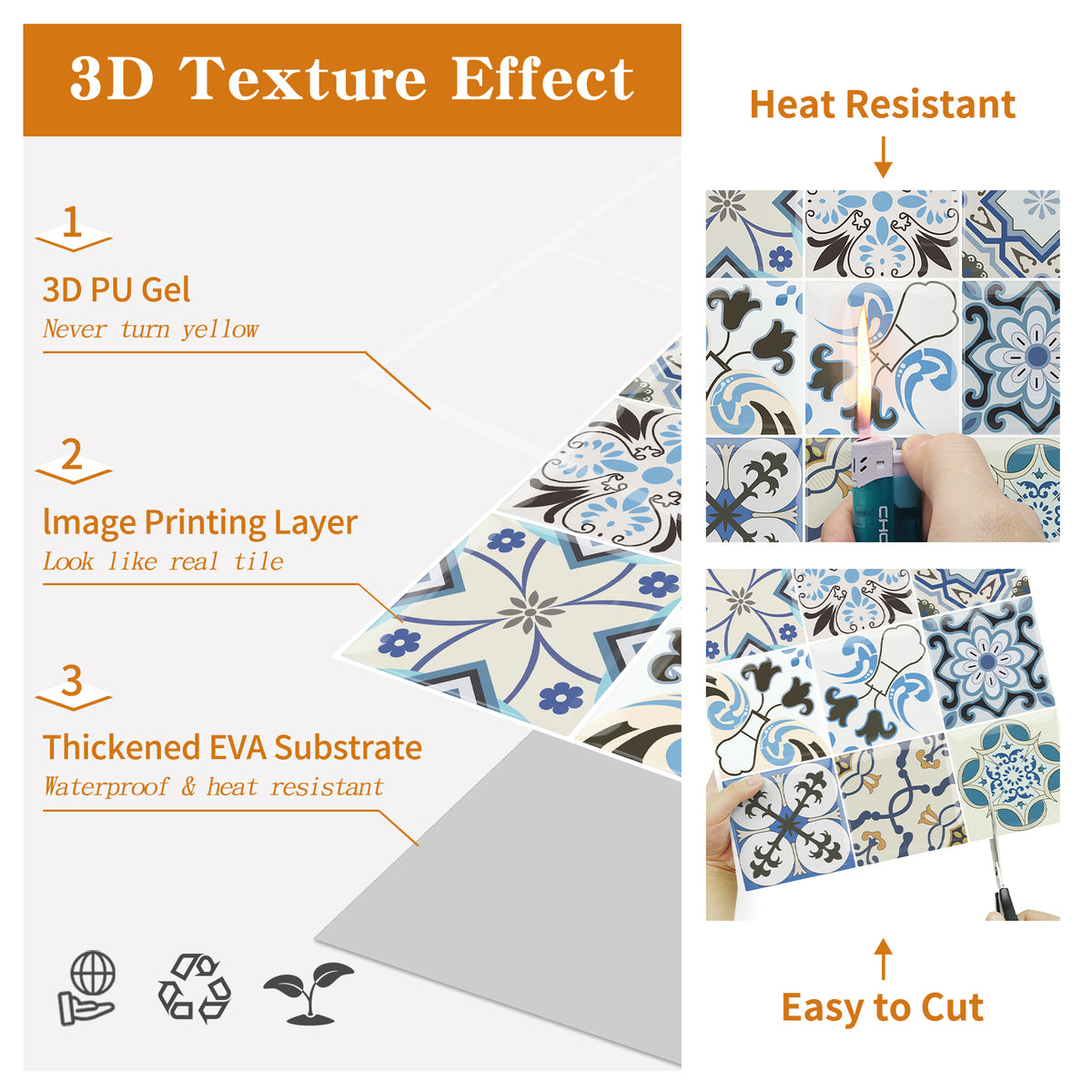 3D Peel & Stick Blue Pattern Mirage Gloss Mosaic
