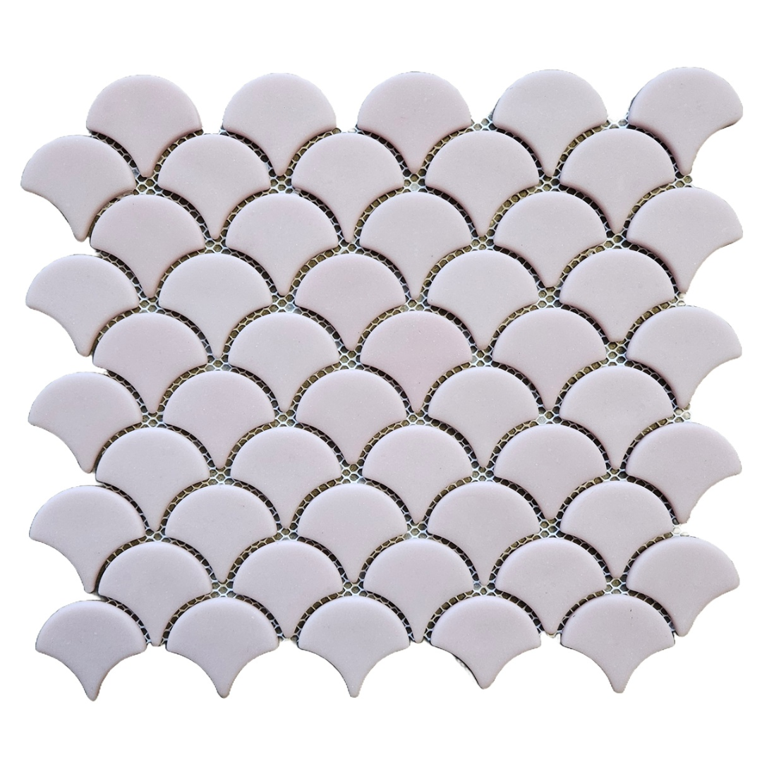 GS-4MM182 Fan Matt Dusty Rose Recycled Glass Decor Mosaics