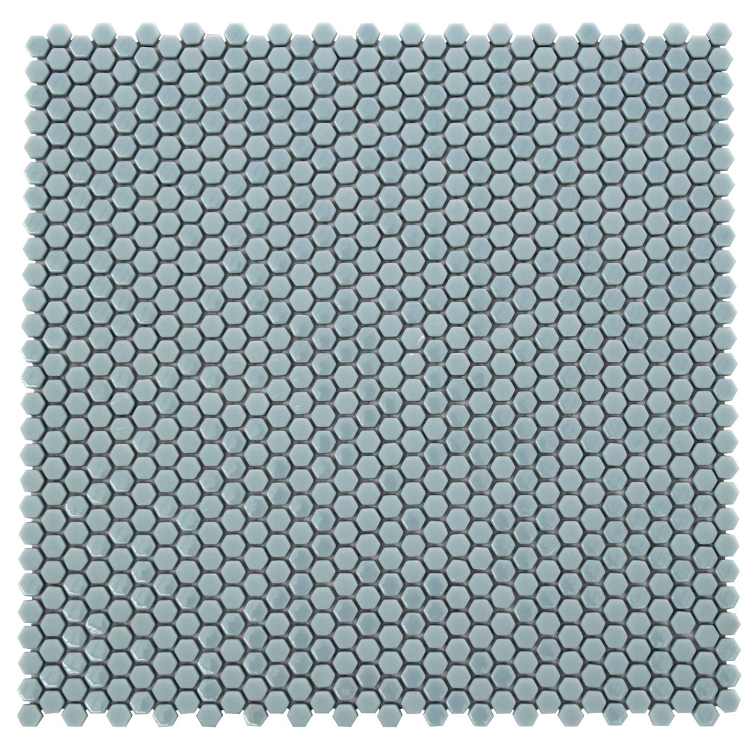 GS-6mm60 Pale Turquoise Honeycomb Recycled Glass Mosaic Decor Sheets