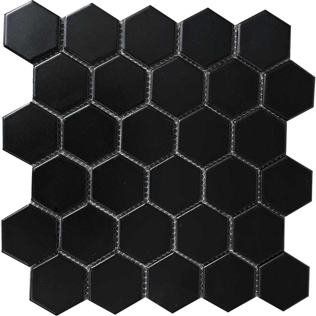 GS-CR031 Black Matt Hexagonal Porcelain Mosaic Decor Sheets